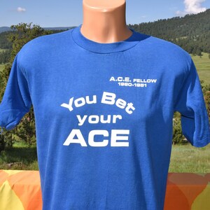 vintage 80s t-shirt ACE fellow education school Large Medium velva sheen