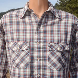 vintage 70s western shirt plaid LL BEAN button down preppy 15 Medium rockstar 80s