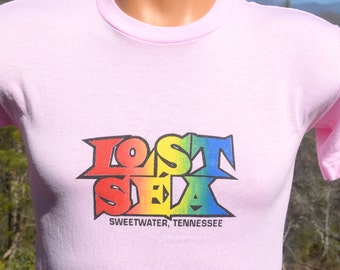 vintage tee shirt 80s LOST SEA tennessee sweetwater caverns rainbow t-shirt kids xl adult XS small