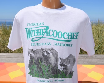 vintage 80s t-shirt RACCOON bluegrass jamboree withlacoochee tee Large