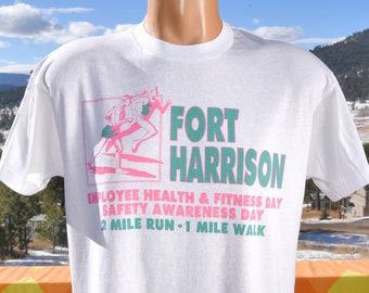 vintage 80s tee FITNESS DAY fort harrison t-shirt XL Large health safety run screen stars