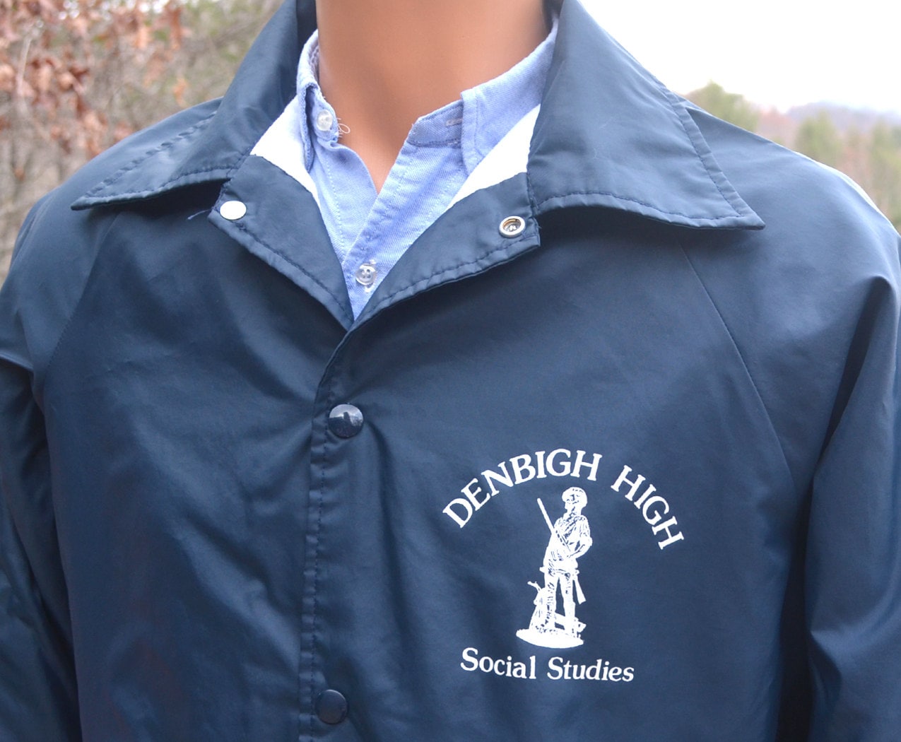 Vintage 70s Windbreaker Coach Jacket DENBIGH High School Social
