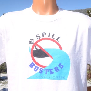 vintage 80s tee SPILL BUSTER beaver creek water environment hippie t-shirt Large Medium
