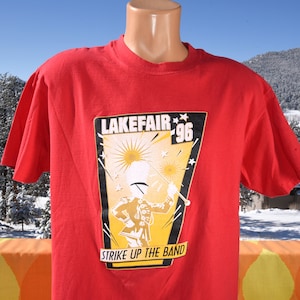 vintage 90s tee LAKEFAIR olympia marching band t-shirt Large Medium 1996