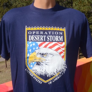 vintage 90s t-shirt operation DESERT STORM soft thin gulf war tee Medium Large iraq 1991
