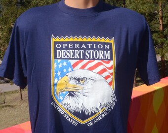 vintage 90s t-shirt operation DESERT STORM soft thin gulf war tee Medium Large iraq 1991