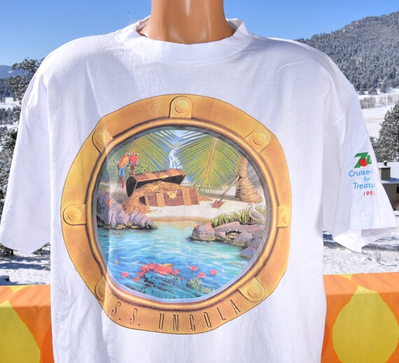 vintage 90s tee 7up soda UNCOLA t-shirt XL Large treasure island dolphin 1993