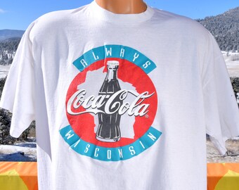 vintage 80s t-shirt wisconsin always COCA-COLA coke XL 2x screen stars soda drinks