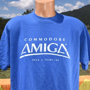 vintage 80s t-shirt COMMODORE amiga computer tech tee Large XL
