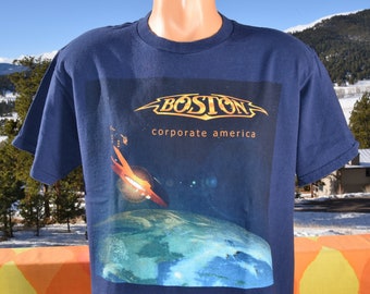 vintage 00s t-shirt BOSTON rock band corporate america tour tee Large