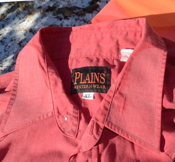 Vintage 80s Shirt WESTERN Maroon Short Sleeve Pearl Snap Cowboy XL