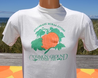 vintage 70s tee COMMON GROUND country fair organic farm mofga t-shirt Small maine