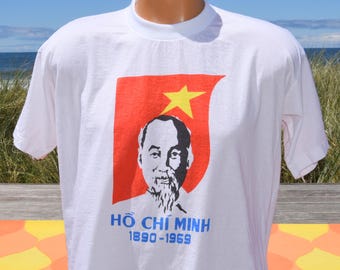 vintage 80s t-shirt HO chi minh vietnam tee Large cotton