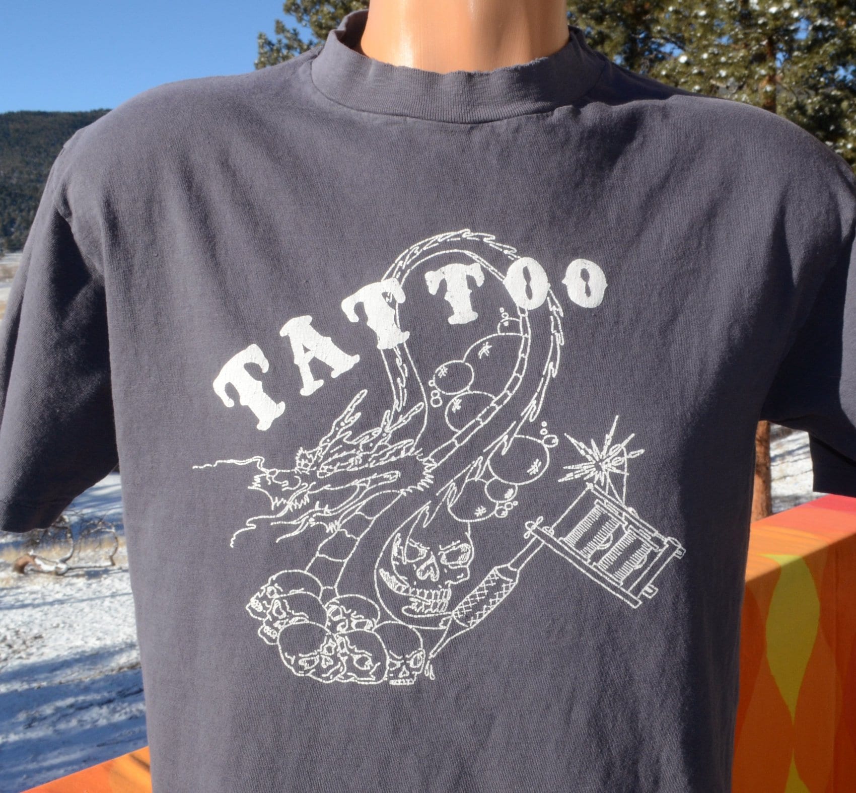 Vintage 70s t-shirt TATTOO ink art emporium design denver tee 