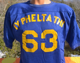 vintage 60s football jersey IY phelta THI funny greek frat college tee Medium southern athletic john wtf