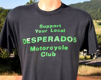 vintage 80s t-shirt DESPERADOS mc motorcycle club support local tee Large Medium