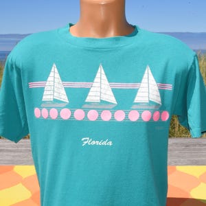 vintage 80s t-shirt FLORIDA sail boat tee Large Medium sunshine apparel