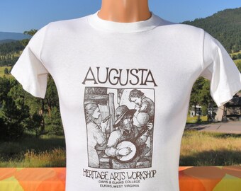 vintage 70s tee AUGUSTA heritage arts workshop elkins t-shirt Small 80s