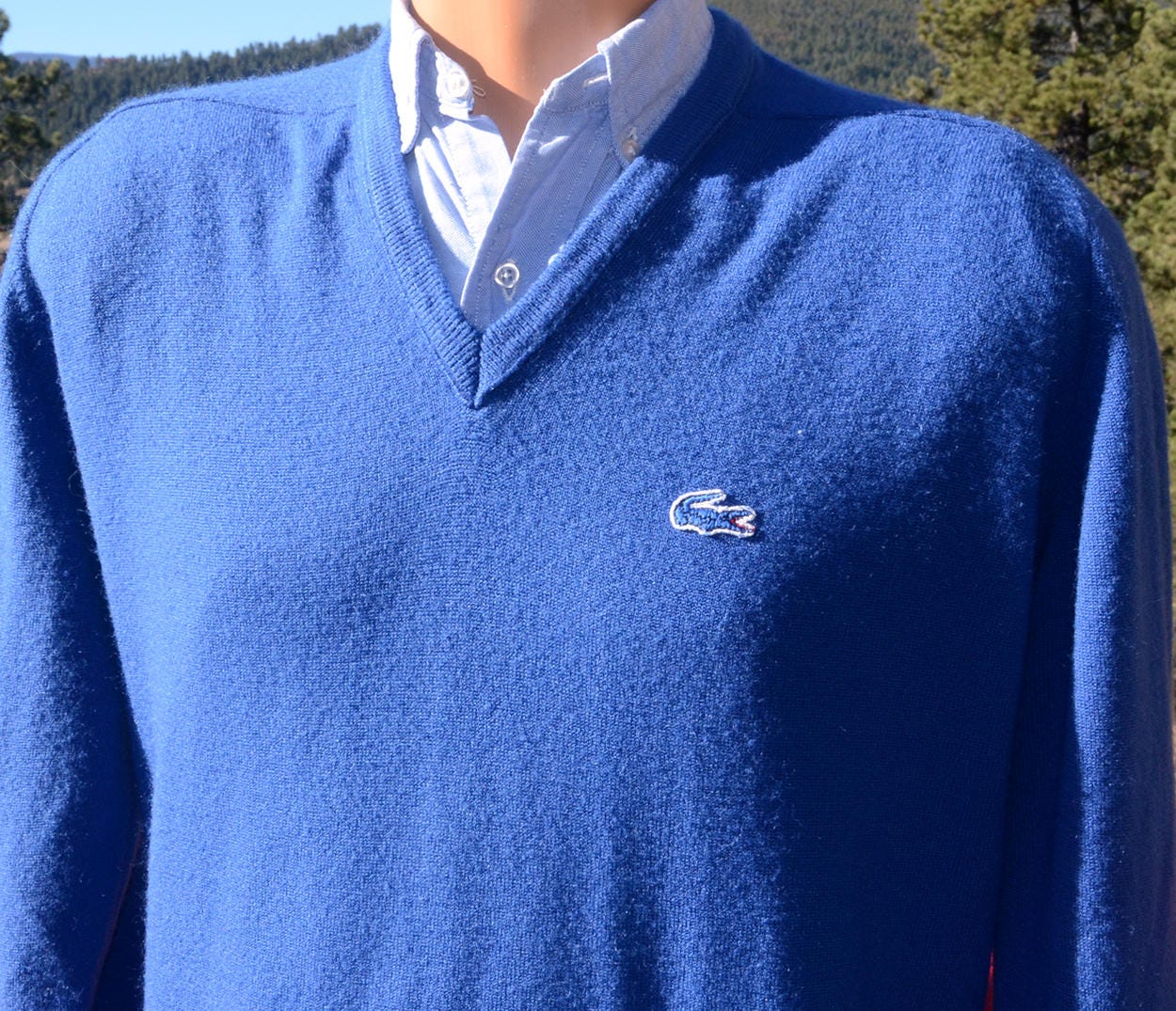 vintage 70s golf sweater IZOD LACOSTE v-neck soft alligator