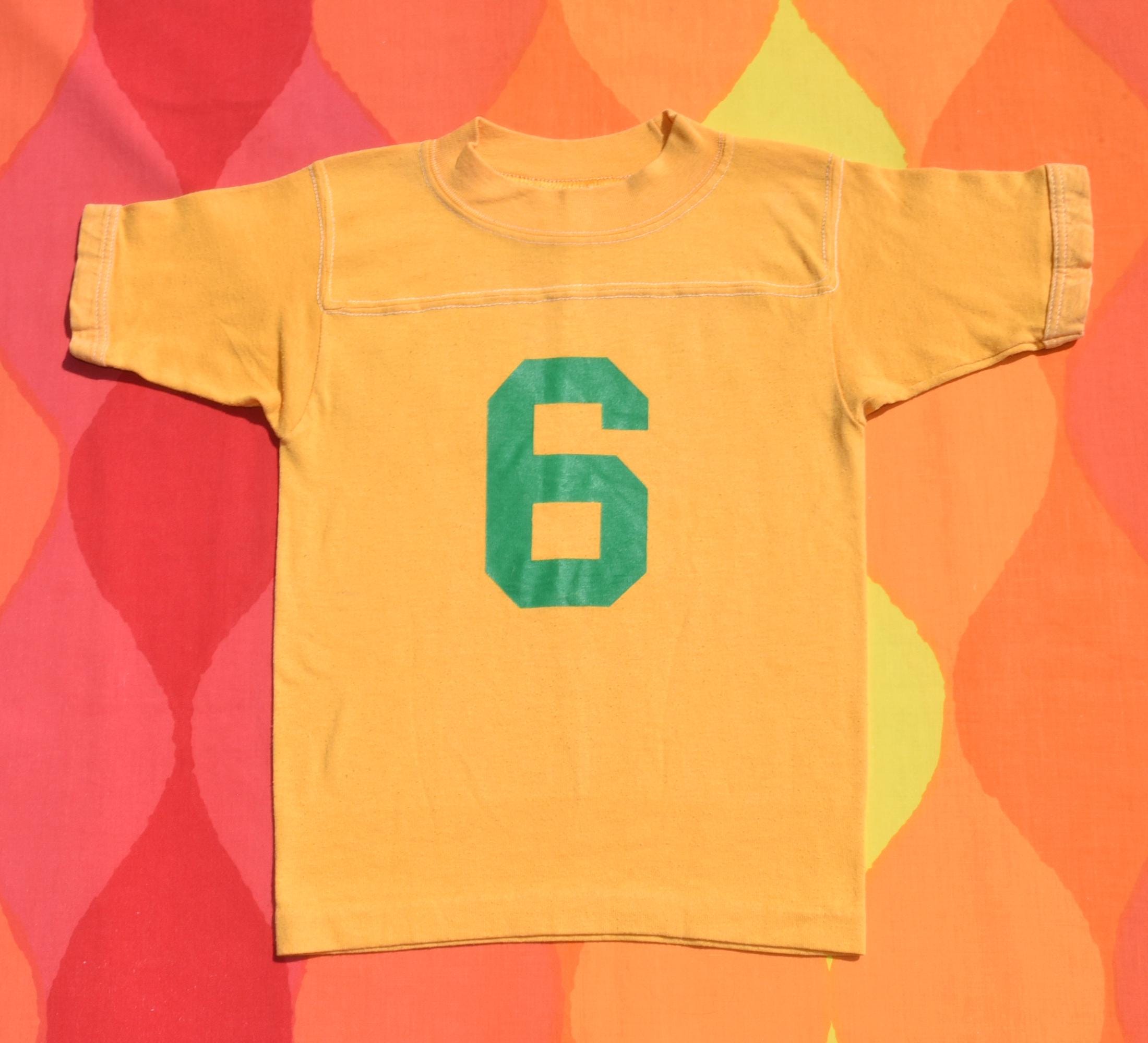 Vintage 70s Kids Tee JERSEY Football Justin Yoke T-shirt Children