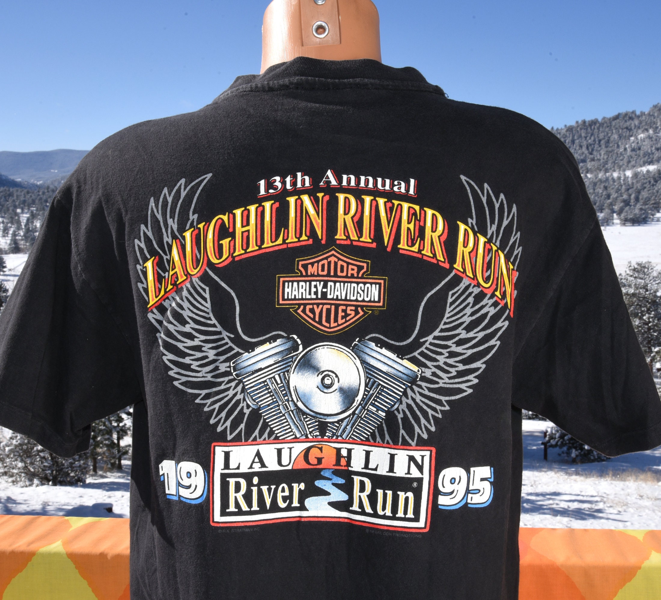 Vintage 90s HARLEY Davidson T-shirt Laughlin River Run Tee Large 