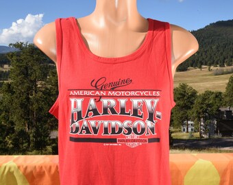 vintage 90s tank top t-shirt HARLEY DAVIDSON motorcycles warwick ri tee Medium