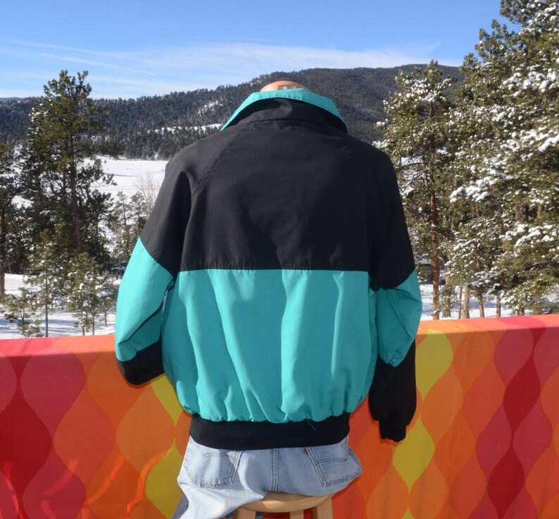 vintage 80s windbreaker jacket stripe neon foreign object pilot Medium Large