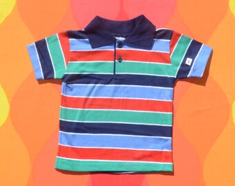 vintage 80s new kid polo golf shirt STRIPES health-tex children 4 4T Small nwt