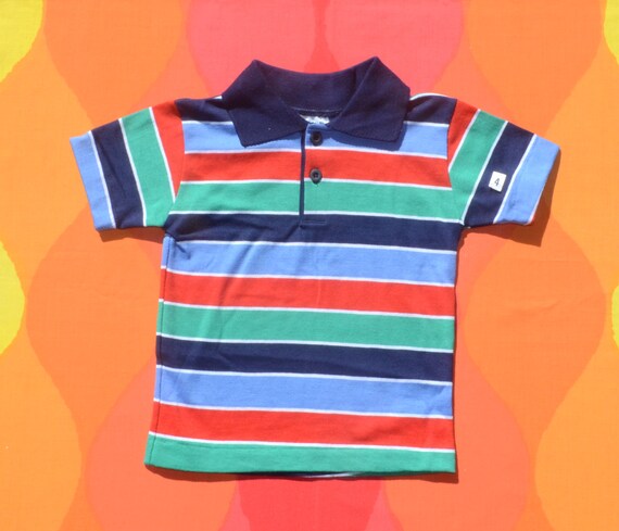 Vintage 80s New Kid Polo Golf Shirt STRIPES Health tex Children 4