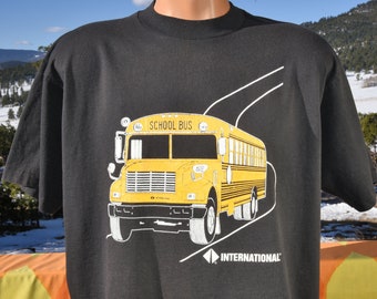 vintage 80s t-shirt SCHOOL BUS international prince fredrick tee Large XL