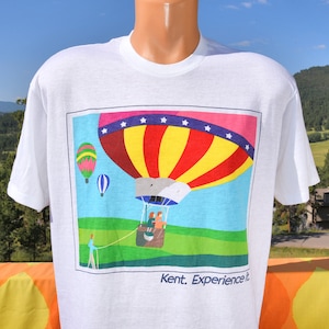 vintage 80s t-shirt KENT hot air balloon rainbow tee Large XL cigarettes