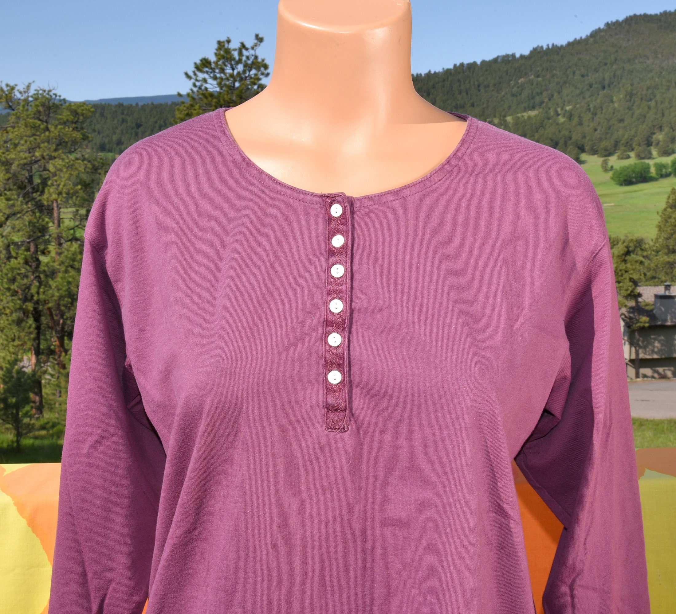 トップス 90s OLD GAP Henley Neck Tee vintage Vintage 90s Women Tee GAP Henley Long Sleeve T-shirt Medium