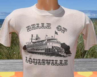 vintage 80s t-shirt BELLE of LOUISVILLE river steam boat ohio Small XS