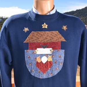 vintage 80s sweatshirt NOAHS ARK applique bible crewneck Medium