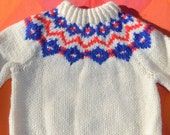 vintage 70s kid's ski sweater FAIR ISLE knit yoke snowflake nordic children's Small Medium