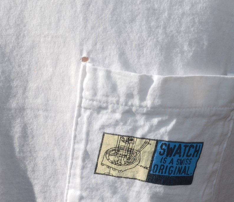 Vintage 80s T-shirt SWATCH WATCH Swiss Original Pocket Tee XL | Etsy