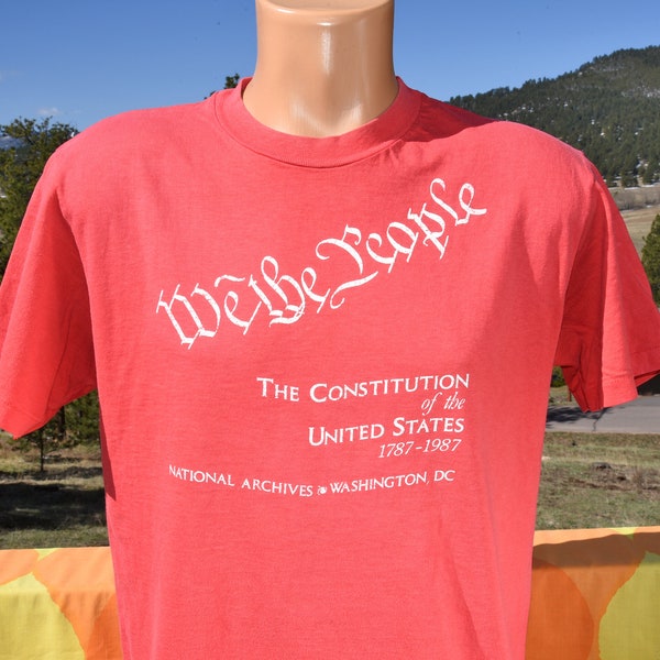 vintage 80s tee us CONSTITUTION we the people 1987 t-shirt Medium Large dc archives