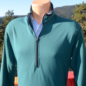 vintage 80s FLEECE jacket REI half-zip Medium green henley pullover ski sweatshirt
