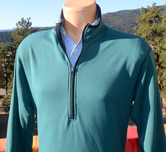 Vintage 80s FLEECE Jacket REI Half-zip Medium Green Henley