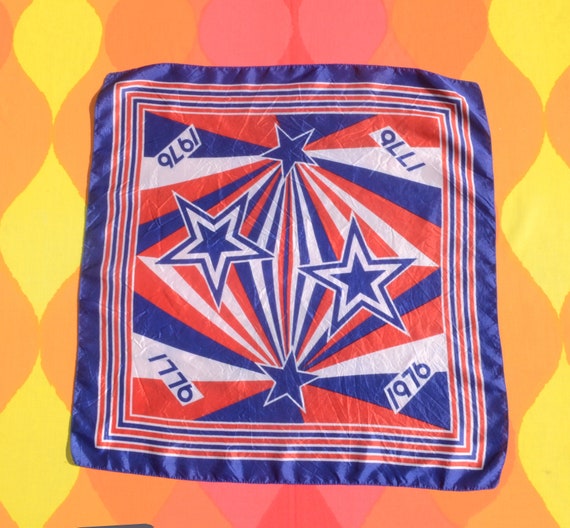 vintage 70s bandana scarf 1976 usa american flag b