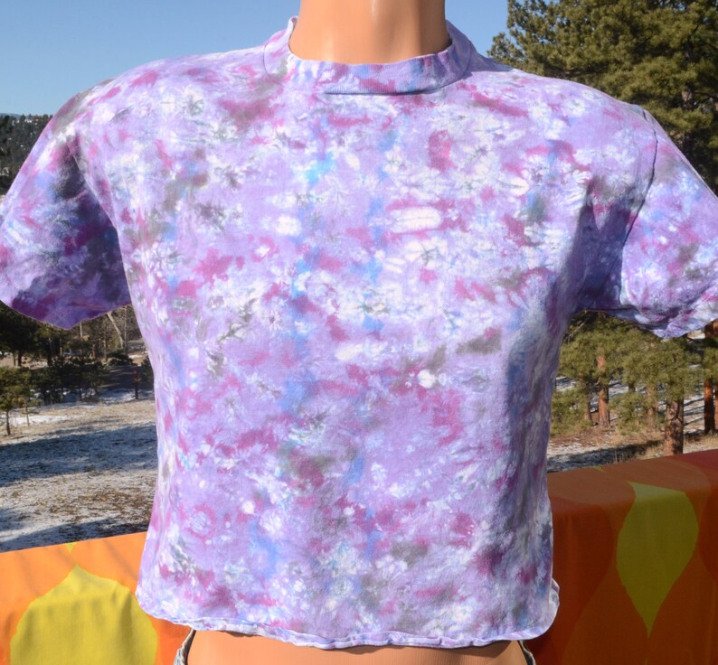80s vintage tshirt TIE DYE crop top psychedelic hippie half Etsy