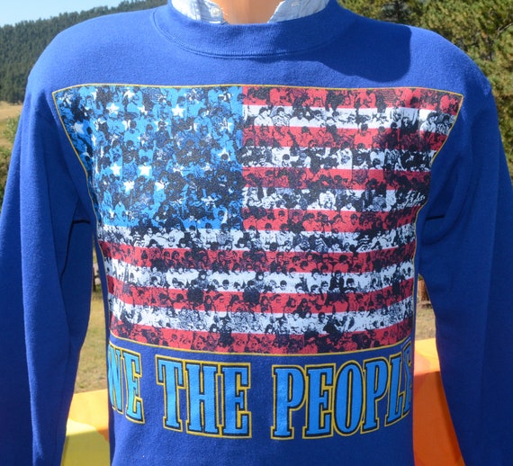 vintage 80s sweatshirt AMERICAN flag we the peopl… - image 2