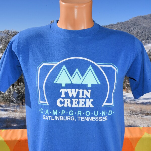 vintage 80s t-shirt TWIN CREEK camp ground tee Medium Small gatlinburg smokies