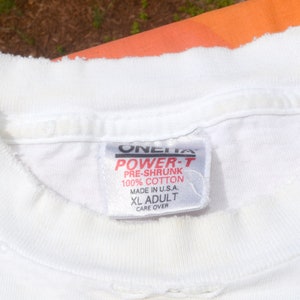 80s vintage t-shirt BUCKS the system cigarettes tobacco pocket tee Large XL burnout afbeelding 6
