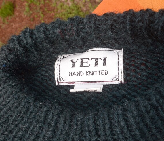 Vintage 90s Sweater YETI Wool Ski Nepal Hand Knit Native Large