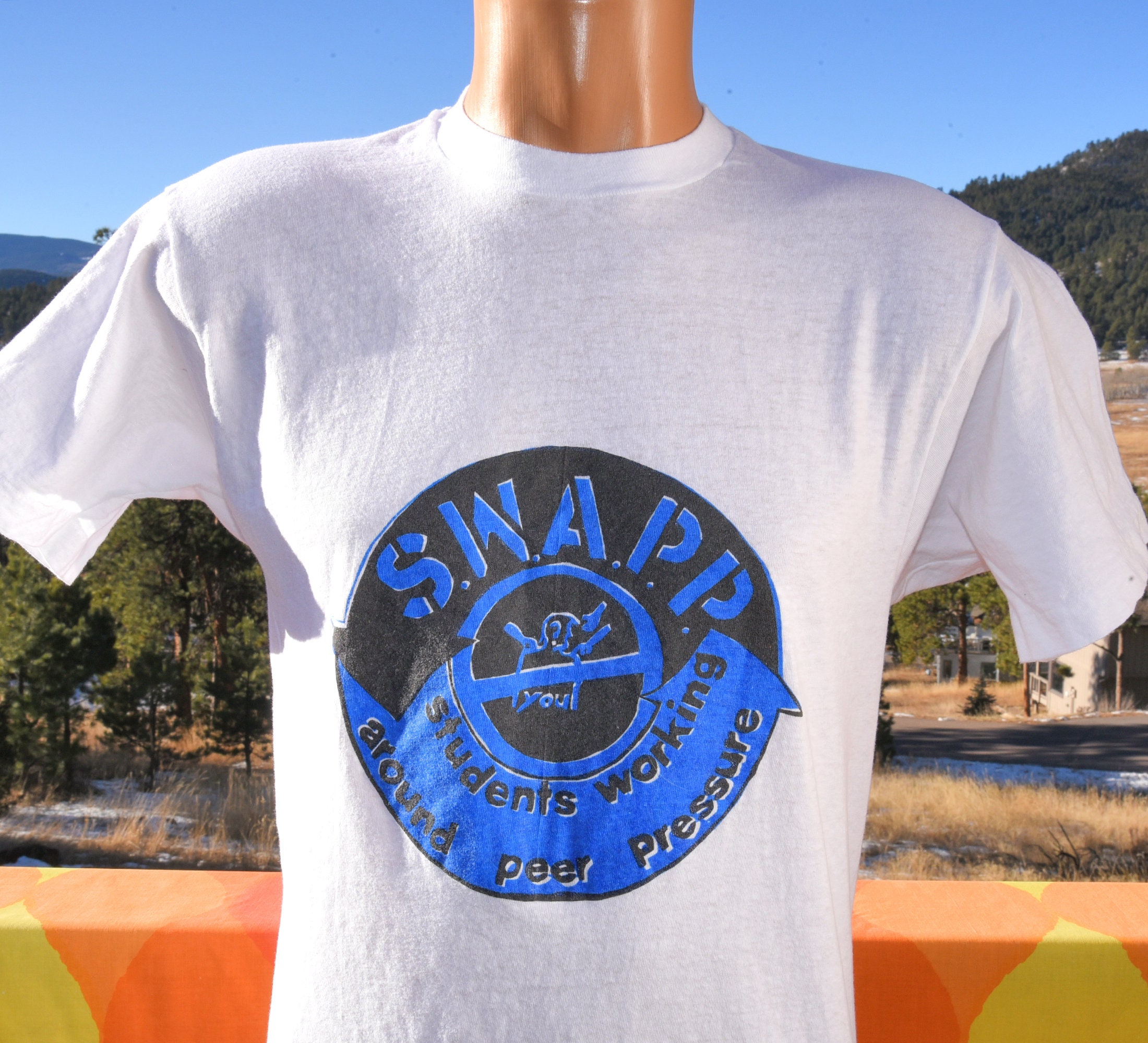 Vintage 80s Tee Swapp PEER PRESSURE Student Dare T-shirt Medium 