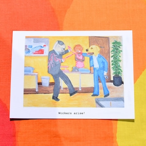 carte de voeux COLUMBO fan art chiens travailleurs se posent bureau parodie impression originale carlin