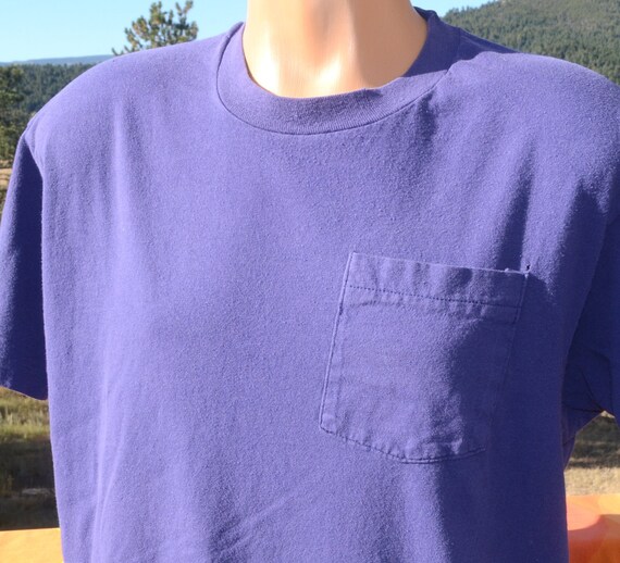 Vintage 80s T-shirt Plain Blank POCKET 