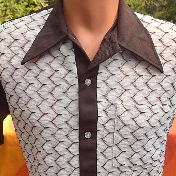 vintage 50s shirt LANCER short sleeve butterfly collar disco button down campus hipster Small Medium 60s norgate butterfly collar