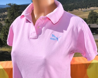 vintage 80s women shirt PUMA polo golf Large Medium cropped 90s